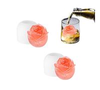 Ygapuzi Lot de 2 machines à glaçons roses, moule à glaçons en forme de rose 3D, boule de glace rose en silicone de 2 pouces pour boissons réfrigérées, whisky, cocktails, bourbon et jus maison