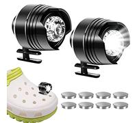 Ygapuzi Lot de 2 phares pour chaussures Croc, chaussures légères et imperméables, breloques lumineuses qui brillent pendant 72 heures dans l'obscurité (Alliage d'aluminium noir)
