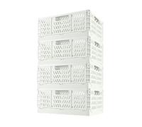 Ygapuzi Panier de rangement pliable en plastique avec poignée pour étagères,cuisine,salle de classe et bureau,vanité,salle de bain,tiroir,cloison(30,5 x 20,3 x 12,7 cm) (Blanc- Paquet de 4)
