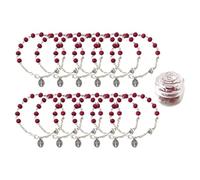 YGBWAOV 12 Pcs Mini Rosaries Wood Rosary Beads with 12 Rose Boxes for Baptism Weddings Party Favors
