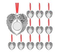 YGBWAOV 12 PièCes Forme D'Aile D' Blanc Impression par Transfert à Chaud Sublimation Ornement DéCoration pour DéCoration d'arbre de NoëL FêTe de NoëL