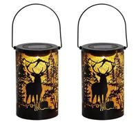 YGBWAOV 2X la Lanterne Solaire de Cerf de Jardin Allume la Lampe de Table Décorative Imperméable Extérieure D'Ornements pour Le Décor de Jardin de Cour de Patio