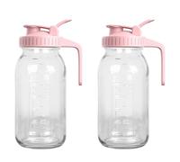 YGBWAOV 2X Pichet en Verre Jar de 64 Oz avec Couvercle, Pichet à Eau en Verre Hermétique de 2 litres, Pichet Jar Étanche à Large Ouverture