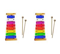 YGBWAOV 2X Xylophone en Bois pour Enfants, Barre de Métal Colorée à 8 Notes/Clés, Instrument de Musique pour Filles et Garçons, Cadeau pour Enfants