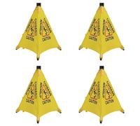 YGBWAOV 4X Panneau D'Avertissement pour Sol Mouillé, Panneau -Up Glissant Lorsqu'Il Est Mouillé, Cône D'Alerte de Sécurité Bilingue Pliable Mural