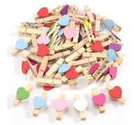 YGBWAOV 50Pcs Couleurs MéLangéEs Mini-Piquets en Bois Pinces à Papier Artisanat Clips