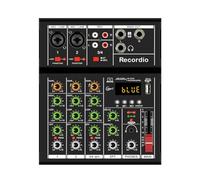 YGBWAOV -A4 Console de DJ Numérique Portable Professionnelle avec Bordure de Mixage USB Chant en Direct Mélangeur Audio 4 Canaux Noir 1 PCS