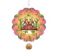 YGBWAOV Fondation de Support pour Moulinet de Vent, Couleur Mandala de Chien, Carillon Éolien Suspendu, Moulinet de Vent pour Décoration