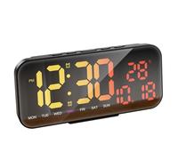 YGBWAOV Horloge Numérique LED RGB à Changement de Couleur, Horloge de Table Miroir, Horloge Murale USB avec Affichage de la Température, de la Date et du Jour de la Semaine