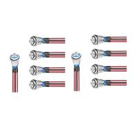 YGBWAOV Interrupteur à Bouton-Poussoir de 12 Mm, 10 PièCes avec Faisceau Pré-Câblé 12 V 24 V, Verrouillage Automatique, Interrupteur MéTallique Rond ÉTanche à LED