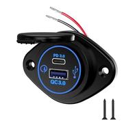 YGBWAOV QC PD Dual QC3.0 USB Charge Modified Multifonctional Car Phone Charger Étanche pour la Voiture RV Yacht Bleu