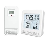 YGBWAOV Thermomètre Hygromètre Électronique Intérieur Extérieur avec Capteur de Transmission Sans à Longue Distance, Calendrier et Rétroéclairage.
