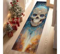 YGcegcia Fantastique Crâne Mystique Mandala Tapis Couloir Boheme Coloré Tapis de Passage Lavable AntidéRapant 80x200 cm Paillasson Interieur Doux Descente de Lit Chambrel Mangerd Cuisine