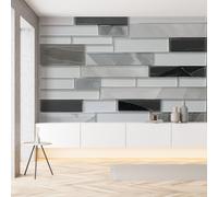 YGcegcia Papier Peint 250x175 cm Texture de Marbre 3D Aquarelle Papier Peint Panoramique Intissé Mur de Briques Réaliste Moderne Tapisserie Photo Décoration Murale pour Salon Chambre Bureau