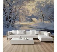 YGcegcia Papier Peint Forêt Scène de Neige Papier Peint Panoramique Nature
