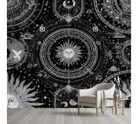 YGcegcia Papier Peint Intissé Boho Soleil et Lune Corps Céleste Papier Peint Panoramique Boheme Système Solaire Abstrait Tapisserie Photo Murale pour Salon Chambre Bureau 300x210 cm