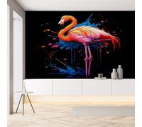 YGcegcia Papier Peint Intissé Flamant Oiseau Tropical Papier Peint Panoramique Graffiti Éclaboussure D'encre Tapisserie Photo Décoration Murale pour Chambre Salon Bureau 430x300 cm