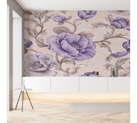 YGcegcia Papier Peint Intissé Fleur de Pivoine Plante Vintage Papier Peint Panoramique Feuille Floral Rural Style Pastoral Tapisserie Photo Murale pour Salon Chambre Bureau 300x210 cm
