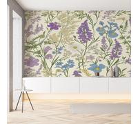 YGcegcia Papier Peint Intissé Fleurs Sauvages Printemps Papier Peint Panoramique Floral Plante Style Pastoral Tapisserie Photo Murale pour Salon Chambre Bureau 300x210 cm
