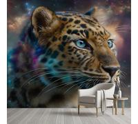 YGcegcia Papier Peint Intissé Léopard Animaux Sauvages Papier Peint Panoramique Univers Galaxie Fantastique Tapisserie Photo Décoration Murale pour Chambre Salon Bureau 430x300 cm