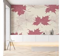YGcegcia Papier Peint Motif Feuille d'érable Papier Peint Panoramique Intissé Botanique Automne Simple Tapisserie Photo Décoration Murale pour Salon Chambre Bureau 450x315 cm
