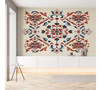 YGcegcia Papier Peint Panoramique Aztèque Sud-ouest Tribal Ethnique Papier Peint Intissé Géométrique Polygone Abstrait Tapisserie Décoration Murale 3D pour Meuble Salon Chambre Bureau 100x70 cm
