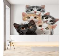 YGcegcia Papier Peint Panoramique Chat Mignon Animal de Compagnie Papier Peint Intissé Amoureux des Animaux Tapisserie Photo Décoration Murale pour Salon Chambre Bureau 400x280 cm