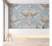 YGcegcia Papier Peint Panoramique Damassé Style Victorien Papier Peint Intissé élégant Fleur Vintage Tapisserie Photo Décoration Murale pour Salon Chambre Bureau 400x280 cm