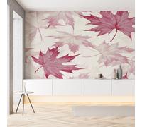 YGcegcia Papier Peint Panoramique Feuille d'érable Aquarelle Papier Peint Intissé Botanique Automne Naturel Tapisserie Photo Décoration Murale pour Salon Chambre Bureau 400x280 cm