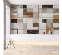 YGcegcia Papier Peint Panoramique Marbre Géométrique Grille Épissage Papier Peint Intissé Rectangle Carré Luxe Moderne Tapisserie Décoration Murale 3D pour Meuble Salon Chambre Bureau 100x70 cm
