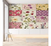 YGcegcia Papier Peint Panoramique Patchwork Fleurs Sauvages Papier Peint Intissé à Pois Floral Feuille Plante Vintage Tapisserie Décoration Murale 3D pour Meuble Salon Chambre Bureau 100x70 cm