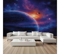 YGcegcia Papier Peint Panoramique Système Solaire Galaxie Ciel étoilé Papier Peint Intissé Univers Planète Corps Céleste Tapisserie Décoration Murale 3D pour Meuble Salon Chambre Bureau 100x70 cm