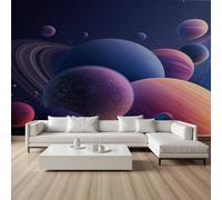 YGcegcia Papier Peint Univers Planète Corps Céleste Papier Peint Intissé 3D Système Solaire Galaxie Ciel étoilé Tapisserie Panoramique, Wallpaper Décoration Murale Salon Chambre Bureau 100x100 cm