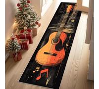YGcegcia Rétro Guitare Country Musique Tapis Couloir Vintage Instrument Tapis de Passage Lavable AntidéRapant 80x200 cm Paillasson Interieur Doux Descente de Lit Chambrel Mangerd Cuisine