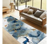 YGcegcia Tapis Couloir Feuilles de Ginkgo Doré, Tapis de Cuisine Long Aquarelle Marbre, Paillasson Luxe Cerf Sika pour Descente de Lit Chambre, Salon, Lavable, Antiderapant, à Poils Courts, 60x150 cm