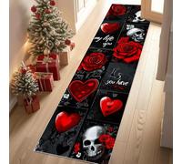 YGcegcia Tapis Couloir Long Horreur Crâne Romantique Cœur Tapis de Passage 80x240 cm Mystique Fleur Paillasson D'entrée Interieur AntidéRapant Doux Descente de Lit Chambrel Mangerd Salon