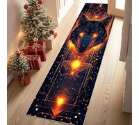 YGcegcia Tapis Couloir Long Steampunk Loup Science Fiction Robot Tapis de Passage 80x240 cm Géométrique Ligne Paillasson D'entrée Interieur AntidéRapant Doux Descente de Lit Chambrel Mangerd Salon