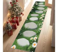 YGcegcia Tapis de Couloir Jardin Marguerite Floral Galets 60x400cm Tapis de Passage Naturel Herbe Paillasson Couloir Lavable AntidéRapant Doux Interieur Descente de Lit Chambrel Salon