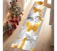 YGcegcia Tapis de Couloir Long Papillon Or Luxe Insecte Tapis de Passage Esthétique Art Moderne Paillasson Couloir 60x120 cm Descente de Lit Lavable AntidéRapant Doux Interieur Chambrel