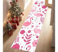 YGcegcia Tapis de Couloir Long Tropical Flamingo Floral Fleur Tapis de Passage Animaux Feuille Paillasson Couloir 60x120 cm Descente de Lit Lavable AntidéRapant Doux Interieur Chambrel
