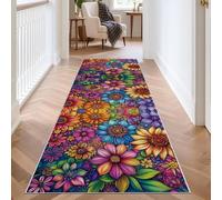 YGcegcia Tapis de Cuisine 60x180cm Coloré Chrysanthème Fleurs Sauvages Tapis de Couloir Vintage botanique Floral Long Passage Lavable AntidéRapant pour Cuisine Salon Long Carpet Chambre Chemin Entrée