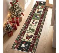 YGcegcia Tapis de Passage 60x240 cm Farmhouse Coq Country Poulet Tapis de Couloir Lavable Patchwork Fleur Paillasson Doux AntidéRapant Descente de Lit Entree Interieur Mangerd Salon