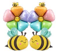 YGCHEN Abeille Ballons Marguerite Foil Ballon Fleur Décorations de Fête Bumble Aluminium Ballons Enfant Décorations Anniversaire Baby Shower 4 Pièces