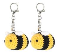 YGCHEN Abeille en Peluche Porte-Clés Pendentif Mignon Bourdon en Crochet Animal Artisanale pour Anniversaire Cadeaux 2 Pièces