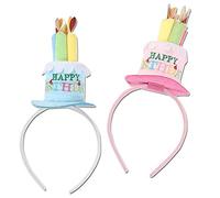YGCHEN Anniversaire Bandeau Mini Chapeau Bandeaux pour Cheveux Gâteau Bougie Serre Tete Happy Birthday Tiare Anniversaire Chapeau Fête Headwear Enfant Couronne Bandeau 2 Pièces