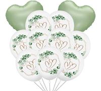 YGCHEN Ballons de Mariage Ballon en Forme de Coeur Décoration de Mariage Foil Ballon Eucalyptus Just Married Saint-Valentin 32 Pièces