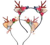 YGCHEN Bandeau de Noël Serre Tete Bois de Renne Bandeaux Cerf de Noël Couronne de Fleurs Serre-Tête Bois de Wapiti Accessoires de Cheveux Serre-Têtes de Noël Décoration