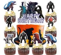 YGCHEN Décoration de Gâteau Godzilla Cupcake Topper Anniversaire Godzilla Mostro Decoration Gateau Happy Birthday Cake Topper Dinosaure Gorille Décorations de Gâteaux Fête d'Anniversaire Déco