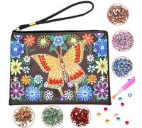 YGCHEN Diamond Painting Trousse de Maquillage DIY Peinture Diamant Kit Fleur de Papillon Diamond Peinture Trousse Cosmétique 5D Diamond Art Painting Pochette pour Fille Femmes