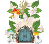 YGCHEN Fée Decoration de Gateau Papillon Décoration Gâteau Champignon Figurine Anniversaire Décorations de Gâteaux Porte Elfe Miniature Fairy Cake Topper Fête d'Anniversaire de Fille Gâteau Décoration